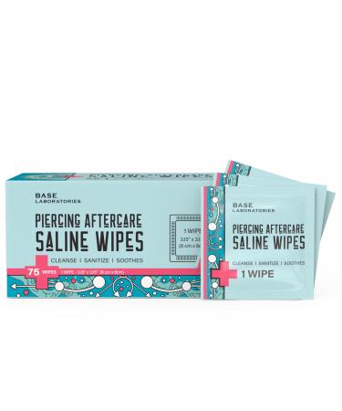 Base Labs Piercing-Nachtlege T cher |Wet cloths saline solution |Piercing cooker salt towels for nose ear belly lips |For celoids and bumps |75 towels
