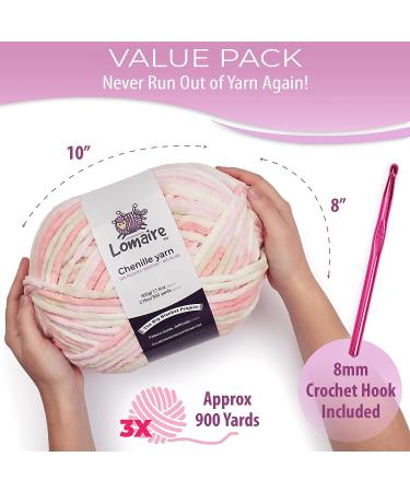 Lomaire Chunky Yarn Blanket Crochet Kit - 3.3LB Chenille Yarn, 8mm Crochet Hook, Cotton Tote Bag - Knitting & Crochet Supplies in Pink Coffee Mushroom - Buy Online on SooperMarket.com