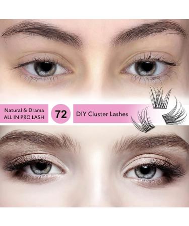 Cluster Lashes 72 Pcs Individual Lashes Lash Clusters DIY Eyelash Extension Natural Lashes Super Thin Band Reusable Soft & Comfortable (D-14mm) 14 mm Natural - Buy Online on SooperMarket.com