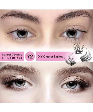 Cluster Lashes 72 Pcs Individual Lash Clusters | DIY Eyelash Extensions - 16mm Natural | Reusable, Super Thin Band - Soft & Comfortable - Buy Online on SooperMarket.com