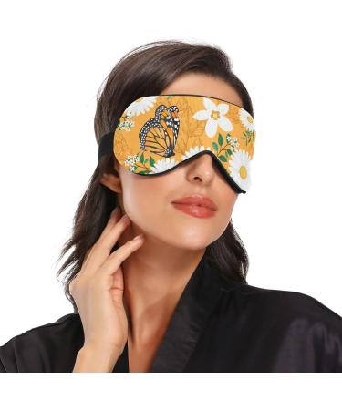 Haskirky Light Blocking Eye Mask | Breathable & Adjustable for Men and Women | Ideal for Travel, Yoga, Meditation, Office, Deep Sleep | White Flower Print - Buy Online on SooperMarket.com