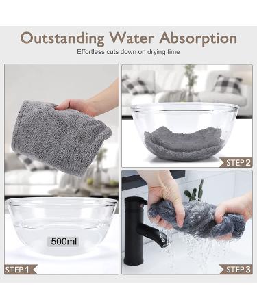 3 Pack Microfiber Hair Towel Wrap - Super Absorbent Fast Drying Caps for Curly, Long & Thick Hair | BEoffer Turbans in Gray, Pink & Blue - Buy Online on SooperMarket.com