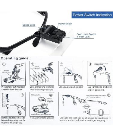 Q-COOL Magnifier Glasses with LED Light for Lash Extensions - 3 Lens Magnifier Spectacles (1.5x, 2.5x, 3.5x) - Buy Online on SooperMarket.com