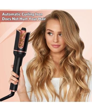 Automatic Hair Curler | 1 Curling Iron with Large Slot Auto Rotating 4 Temps & 3 Timer Settings | Dual Voltage & Auto Shut-off for Perfect Curls - Black - Buy Online on SooperMarket.com