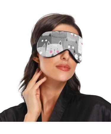 Haskirky Light Blocking Eye Mask - Adjustable Unisex Travel Mask for Deep Sleep, Yoga, and Meditation - Breathable & Comfortable - Cat Grey - Buy Online on SooperMarket.com