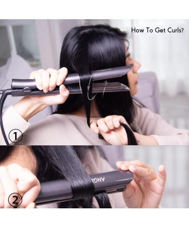 ANGENIL Ionic Hair Straightener and Curler 2 in 1 - Professional Flat Iron Ceramic Titanium, Fast Heating, Dual Voltage - Gray - Buy Online on SooperMarket.com