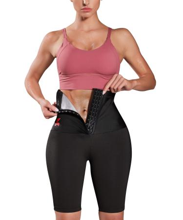 KUMAYES Sauna Sweat Pants for Women High Waist Slimming Shorts Compression Thermo Workout Exercise Body Shaper Thighs Black X-Large