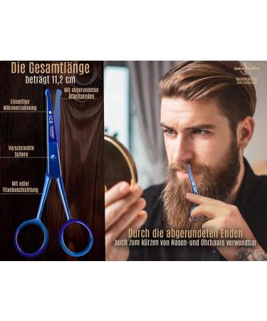 Blue Titanium Beard Scissors - Precision Moustache & Nose Hair Scissors with Micro Serration | International Shipping Available - Buy Online on SooperMarket.com