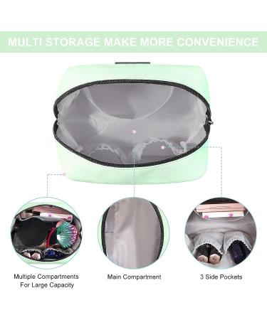 MAANGE Small Green PU Leather Makeup Bag for Women | Travel Cosmetic Pouch with Zipper | Portable & Versatile - Buy Online on SooperMarket.com