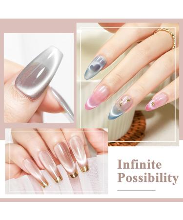 MIZHSE Moonlight Cat Eye Gel Polish 10ml - Magnetic Shimmer Crystal Gel Silver Blue Aurora Manicure Set for DIY Nail Art - Best for Home Salon - Buy Online on SooperMarket.com