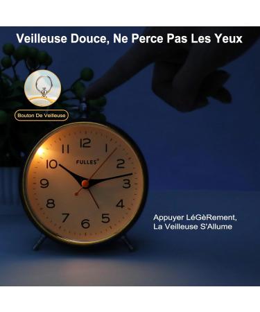 Tenock Retro Alarm Clock - Silent Loud for Deep Sleepers Night Light & Snooze Battery Operated Radiation-Free Yellow - Ideal for Bedroom & Living Room - Buy Online on SooperMarket.com