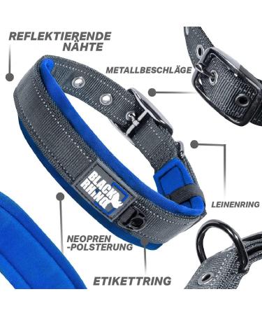 Black Rhino Comfort Collar - Super Soft Neoprene Dog Collar for All Breeds | Adjustable Reflective & Weatherproof | Medium Sports Blue/Gray - Buy Online on SooperMarket.com