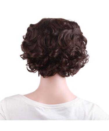 MapofBeauty 11.8 Inch Special Elderly Short Curly Fashion Wig in Dark Brown - Buy Online on SooperMarket.com