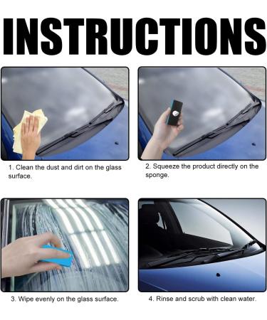 Car Glass Oil Film Cleaner Glass Oil Film Remover for Car Car Glass Oil Film Cleaner Safety and Long-Term Protection for Family Bathroom Windows with Sponge Towel (3 pcs) - Buy Online on SooperMarket.com