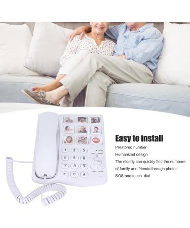 LIKJ Big Button Corded Phone LD 858HF Hands-Free Dial Photo Memory Desktop Telephone One-Touch Dialing Landline Phones with 7 Home Number 1 SOS Number 1 Meal Order Number for Seniors Elderly Home - Buy Online on SooperMarket.com