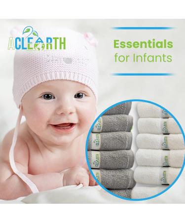 ACLEARTH Grey Bamboo Wash Cloths (6 pc) - Soft Face Wash Cloth Flannels 25x25cm for Sensitive Skin, Makeup Removal - Premium Bamboo Face Cloth for Adults, Babies, Kids - Ideal Gift - Buy Online on SooperMarket.com