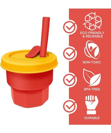 Farship Lifestyle Kids Cup with Straw and Lid - Reusable 12oz Silicone Mug for Teens - Spill-proof, Shatter-proof, BPA Free - Dishwasher Safe Tumbler for Children - Orange & Red 11oz - Buy Online on SooperMarket.com