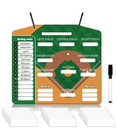Geyee 34 Pcs Magnetic Dugout Coaching Board Baseball Include 30 Lineup Cards Magnetic Baseball Lineup Board Softball Lineup Board for Dugout, 2 Snap Hooks and Pen for Dugout Display Baseball Simple