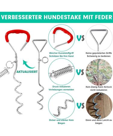 Dog Endanger Posts with Spring - Durable Ground Anchors for Large Dogs Training & Camping 1 Pack - Buy Online on SooperMarket.com