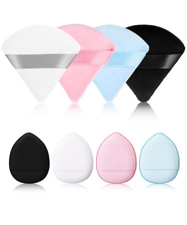 WLLHYF 4 Pieces Triangle Powder Puff 4 Pieces Mini Finger Makeup Sponges Puff With Strap Velour Powders Puffs for Mineral Powder Cosmetic Loose Powder Body Powder Wet Dry Foundation Beauty Tool