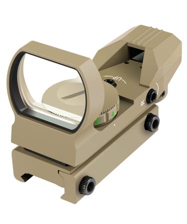 Feyachi Reflex Sight - Adjustable Reticle (4 Styles) Both Red and Green in one Sight! Dark Earth Tan