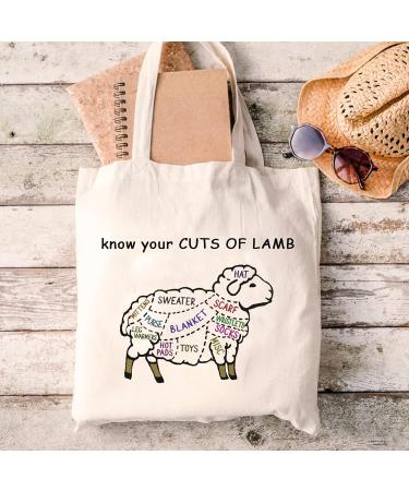 XYANFA Cuts of Lamb Knitting Tote Bag - Perfect Gift for Knitters and Sheep Lovers - Buy Online on SooperMarket.com