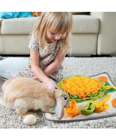 Rabbit Foraging Mat with Fixing Handle - Interactive Snuffle Pad for Rabbits, Guinea Pigs, Ferrets - Machine Washable Polar Fleece Feeding Mat - Buy Online on SooperMarket.com