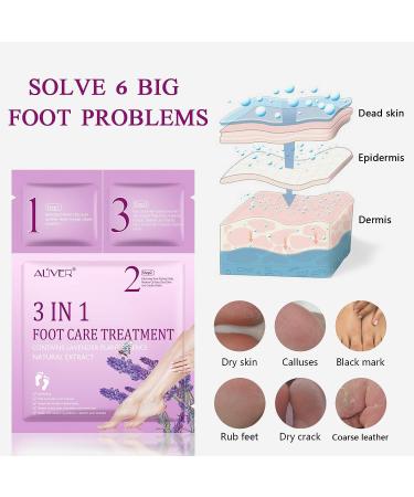 Foot Peel Mask with Natural Lavender Extract - 3 Pack for Smooth, Soft Feet | Removes Dead Skin & Calluses - Easy 3 Step Foot Care System - Buy Online on SooperMarket.com