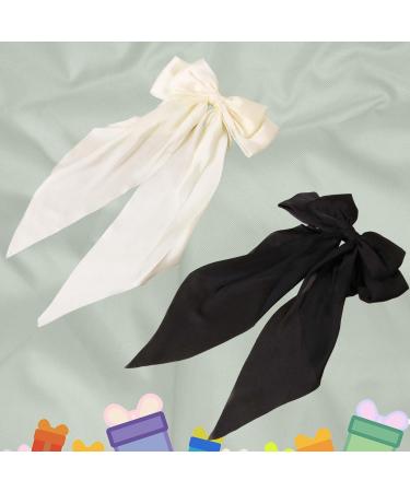 Two-Piece Set Hair Bow for Women Hair Clip Bow Hair Clip Made of Silky Satin Bow Hair Clip Black and White Little Girls Toddlers Hair Accessories for Children