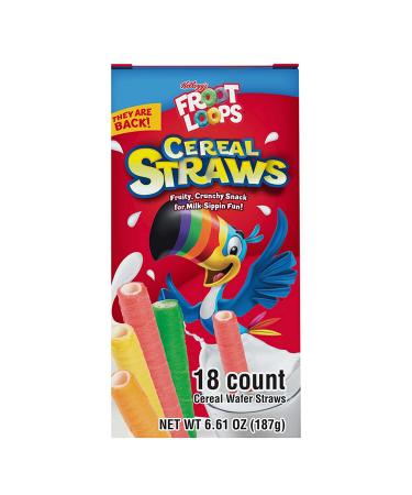 Kellogg's Cereal Straws Froot Loops - Childhood Nostalgic Treat for Drinking and Eating - Pack of 3, 18 Count - Buy Online on SooperMarket.com
