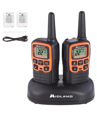 Midland - X-TALKER T51VP3, 22 Channel FRS Two-Way Radio - Extended Range Walkie Talkies, 38 Privacy Codes, NOAA Weather Alert (Pair Pack) (Black/Orange) 2 Pack