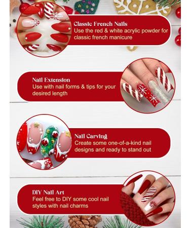 EBANKU Christmas Acrylic Powder Set - 6 Color Professional Nail Extension Kit for Long-Lasting Nail Art - No Lamp Needed | Perfect for Christmas Party - Buy Online on SooperMarket.com