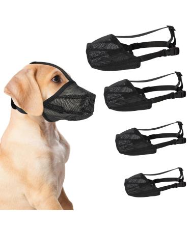 Dog Muzzle NiCoLa Soft Adjustable Mesh Muzzles for Small Medium Large Dogs Breathable Pet Mask Dog Training Muzzle with Adjustable Straps Prevent Biting Chewing and Licking (L) Black-L