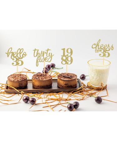 24Pcs Glitter 35th Birthday Cupcake Toppers Hello 35th Birthday Cake Topper- 35th Birthday Decorations for Celebrating Thirty-Five Years Old Birthday Party (Gold) - Buy Online on SooperMarket.com