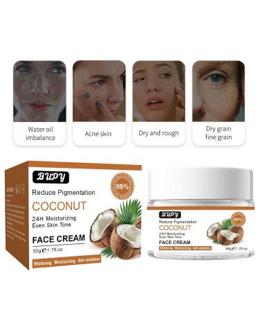 Coconut Face Cream | 24-Hour Moisturising & Revitalising | Reduce Pigmentation & Even Skin Tone | 50g - Shop Internationally - Buy Online on SooperMarket.com