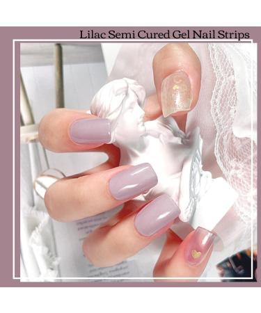 16PCS Purple Glitter Gel Nail Strips | Self-Adhesive Semi-Cured Gel Polish Wraps | Long-Lasting Nail Art Stickers with UV Light - Buy Online on SooperMarket.com