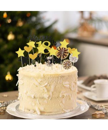 24pcs Black Gold Cake Decoration Set 18 Birthday Decoration Cake Top Hat Happy Birthday Cake Plug-in Black Gold Birthday Party Flag - Buy Online on SooperMarket.com