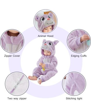 COOKY.D Baby Hooded Rompers | Winter Flannel Jumpsuit Pajamas | Infant 3-6 Months - Buy Online on SooperMarket.com