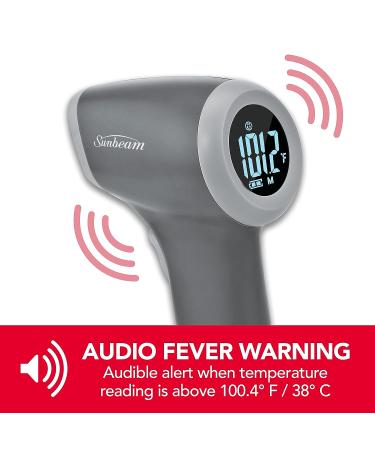 Sunbeam Touchless Digital Infrared Forehead Thermometer Body and Object Modes Instant and Accurate for Adults and Kids Audio Fever Warning Recalls Last 10 Readings Body + Object - Buy Online on SooperMarket.com