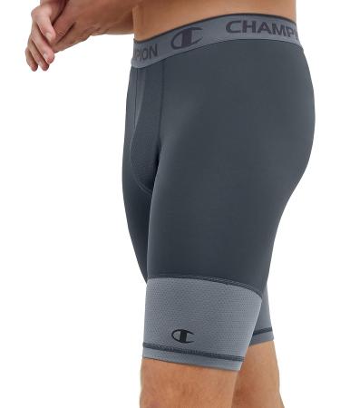 Champion Men's Total Support Pouch Compression Shorts - Wicking Sport Shorts (6 & 9 Options) - Large Size (9 Inches) - Stealth/Stormy Night C Logo - Buy Online on SooperMarket.com