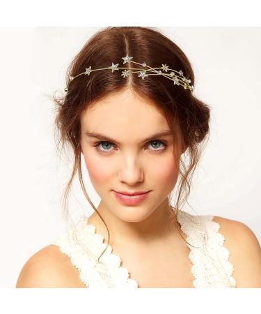 FRCOLOR Alloy Rhinestone Star Headband - Crystal Tiara Headband for Girls and Women in Golden - Buy Online on SooperMarket.com