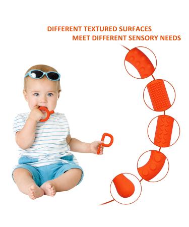 Silicone Teething Tubes Straws 2 Pack for Babies 3-12 Months - Orange P & Q Shape Sensory Chew Toys for ADHD & Autism - Buy Online on SooperMarket.com