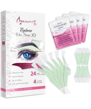 Facial Wax Strips Kit - 24 Strips for Eyebrow Shaping & Hair Removal at Home | Ideal for Sensitive Skin - Includes 4 Calming Oil Wipes - Buy Online on SooperMarket.com
