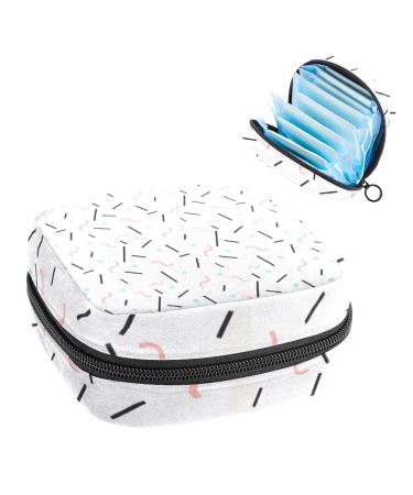 Memphis Line Pattern Sanitary Napkin Storage Bag Feminine Menstrual Cup Pouches Nursing Pad Holder Tampon Bags Portable Period Bag for Women Teen Girls 1Pcs Multi-colored 5