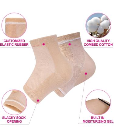 Xaena 3 Pairs of Moisturising Socks Gel Heel Socks Soft Ventilating Gel Heel Socks Open Toe Socks for Dry Hard Cracked Skin Moisturising Day Night Care Skin (Skin) - Buy Online on SooperMarket.com