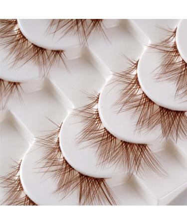 7 Pairs Natural Wispy Fake Eyelash DIY Brown Lashes Halloween Brown False Eyelashes Clear Band Manga Lashes Decorative Anime Eyelashes - Buy Online on SooperMarket.com
