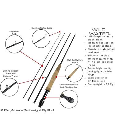 Wild Water Standard Fly Fishing Combo Starter Kit - 3 or 4 Weight, 7 Ft Graphite Rod with Accessories, Aluminum Reel, Fly Box, and Flies - Buy Online on SooperMarket.com