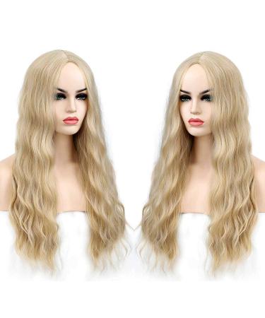 SHINYSHOW 26 Blond 613 Long Wavy Wig | Middle Part Synthetic Halloween Cosplay Wig for Women - Buy Online on SooperMarket.com