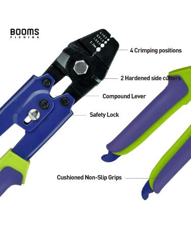 Booms Fishing CP1 Crimping Pliers | High Carbon Steel 10 inch Crimper Tool with 140pcs Sleeves for Wire Rope Leaders | Blue Ergonomic Handle - Buy Online on SooperMarket.com