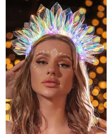 EARENT Light Up Headband Led Glow Hair Hoop Laser Luminous Hair Band Glitter Flashing Headpiece Holiday Rave Nightclub Costume Party Hair Accessories for Women and Girls